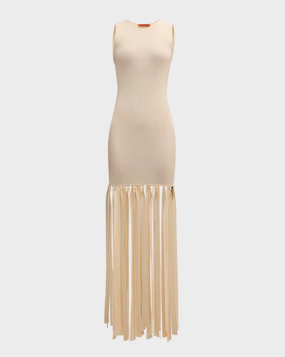 Eclisse Sleeveless Fringe Knit Midi Dress